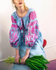Powder Blue Embroidered Linen Maxi Dress – Balloon Sleeves