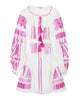 White Embroidered Linen Mini Dress – Balloon Sleeves || ZALXNDRA