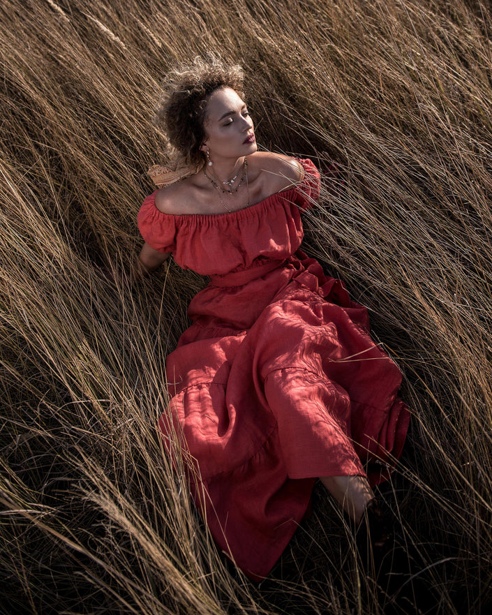 Coral Linen Maxi Dress | ZALXNDRA