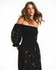 Black Embroidered Linen Dress || ZALXNDRA