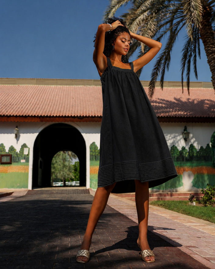 Black Linen Mini Dress