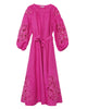 Fuchsia Embroidered Linen Maxi Dress – Balloon Sleeves | ZALXNDRA