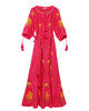 Coral Embroidered Linen Maxi Dress | ZALXNDRA
