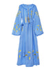 Powder Blue Embroidered Linen Maxi Dress | ZALXNDRA