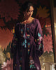 Plum Purple Embroidered Linen Maxi Dress – Balloon Sleeves