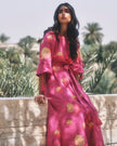 Fuchsia Embroidered Linen Maxi Dress | ZALXNDRA