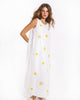 Robe longue en lin blanc brodé | ZALXNDRA