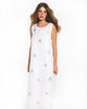 White Embroidered Linen Long Dress || ZALXNDRA