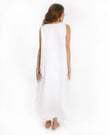 White Embroidered Linen Long Dress || ZALXNDRA