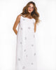 White Embroidered Linen Long Dress || ZALXNDRA