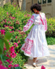 White Embroidered Linen Maxi Dress – Balloon Sleeves || ZALXNDRA