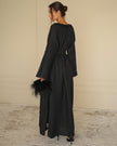 Black Embroidered Linen Maxi Dress | ZALXNDRA