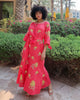 Coral Embroidered Linen Maxi Dress | ZALXNDRA