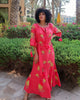 Coral Embroidered Linen Maxi Dress | ZALXNDRA