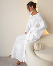 White Embroidered Linen Maxi Dress | ZALXNDRA