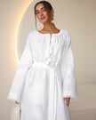 White Embroidered Linen Maxi Dress | ZALXNDRA