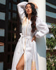White Embroidered Linen Maxi Dress – Balloon Sleeves || ZALXNDRA