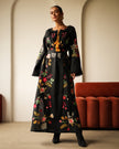 Black Embroidered Linen Maxi Dress | ZALXNDRA