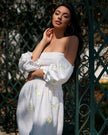 White Embroidered Linen Dress || ZALXNDRA