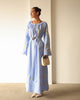 Powder Blue Embroidered Linen Maxi Dress | ZALXNDRA