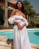 White Embroidered Linen Dress || ZALXNDRA
