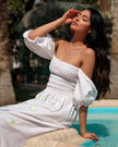 White Embroidered Linen Dress || ZALXNDRA