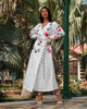White Embroidered Linen Maxi Dress – Balloon Sleeves || ZALXNDRA