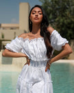 White Embroidered Linen Dress || ZALXNDRA
