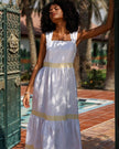 White Embroidered Linen Dress || ZALXNDRA