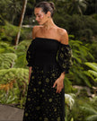 Black Embroidered Linen Dress | ZALXNDRA