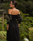 Black Embroidered Linen Dress | ZALXNDRA