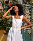 White Embroidered Linen Dress || ZALXNDRA