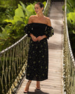 Black Embroidered Linen Dress | ZALXNDRA