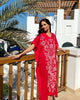 Scarlet Red Embroidered Linen Maxi Dress | ZALXNDRA