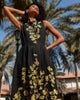 Robe en lin brodée noire | ZALXNDRA