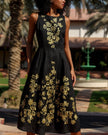 Robe en lin brodée noire | ZALXNDRA