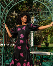 Black Embroidered Linen Dress | ZALXNDRA