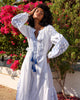 White Embroidered Linen Maxi Dress – Balloon Sleeves || ZALXNDRA