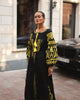 Black Embroidered Linen Maxi Dress – Balloon Sleeves | ZALXNDRA