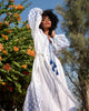 White Embroidered Linen Maxi Dress – Balloon Sleeves || ZALXNDRA