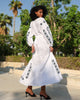 White Embroidered Linen Maxi Dress – Balloon Sleeves || ZALXNDRA