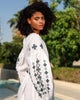 White Embroidered Linen Maxi Dress – Balloon Sleeves || ZALXNDRA