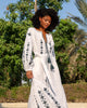 White Embroidered Linen Maxi Dress – Balloon Sleeves || ZALXNDRA