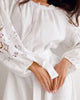 White Embroidered Linen Maxi Dress – Balloon Sleeves | ZALXNDRA