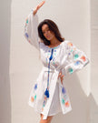 White Embroidered Linen Dress – Balloon Sleeves || ZALXNDRA