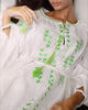 White Embroidered Linen Long Dress – Balloon Sleeves | ZALXNDRA
