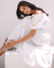 White Embroidered Linen Dress || ZALXNDRA
