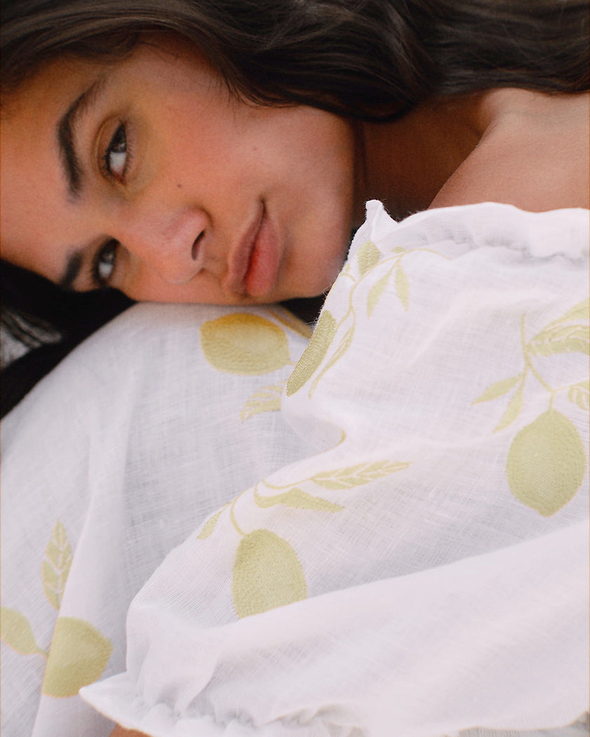 White Embroidered Linen Dress | ZALXNDRA