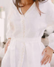 White Embroidered Linen Long Dress – Balloon Sleeves || ZALXNDRA