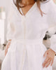 White Embroidered Linen Long Dress – Balloon Sleeves || ZALXNDRA